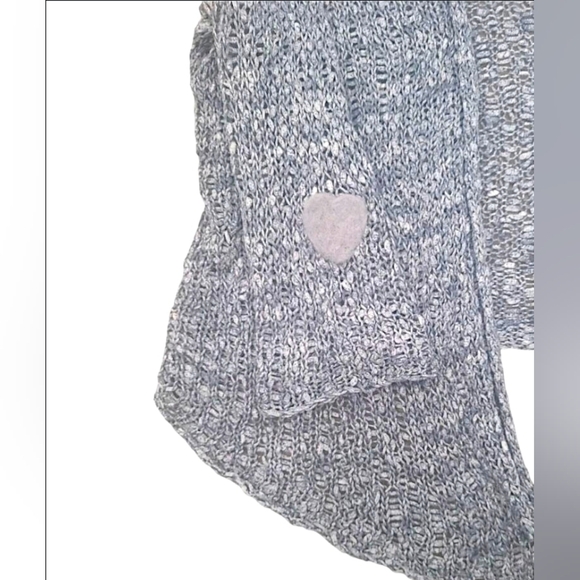 Eileen Fisher Gray-Blue Open Front Knit Cardigan Heart on Sleeve Size XS - Picture 9 of 11